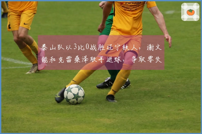 泰山队以3比0战胜辽宁铁人，谢文能和克雷桑泽联手进球，争取零失分